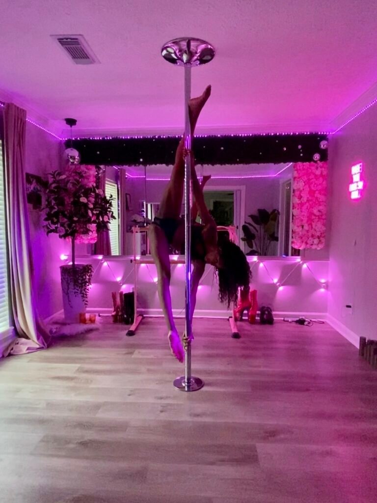 Woman pole dancing